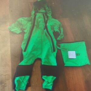 Green and Black Hooded Jumpsuit with Pouch